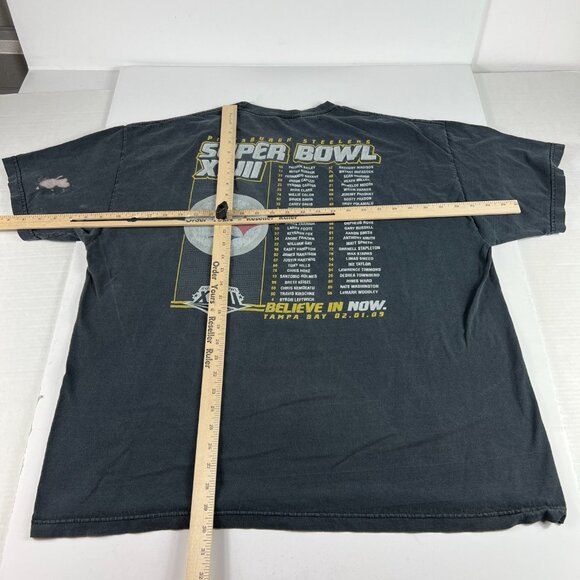 Reebok XLIII Super Bowl Champs Pittsburgh Steelers Shirt Extra Large Black Tee - Picture 13 of 16
